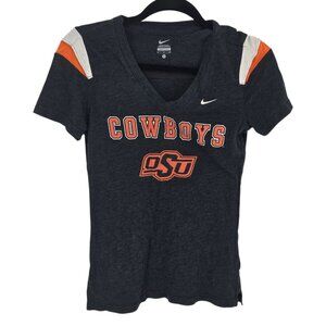 Nike womens small black orange Oklahoma State cowboys v neck short sleeve shirt